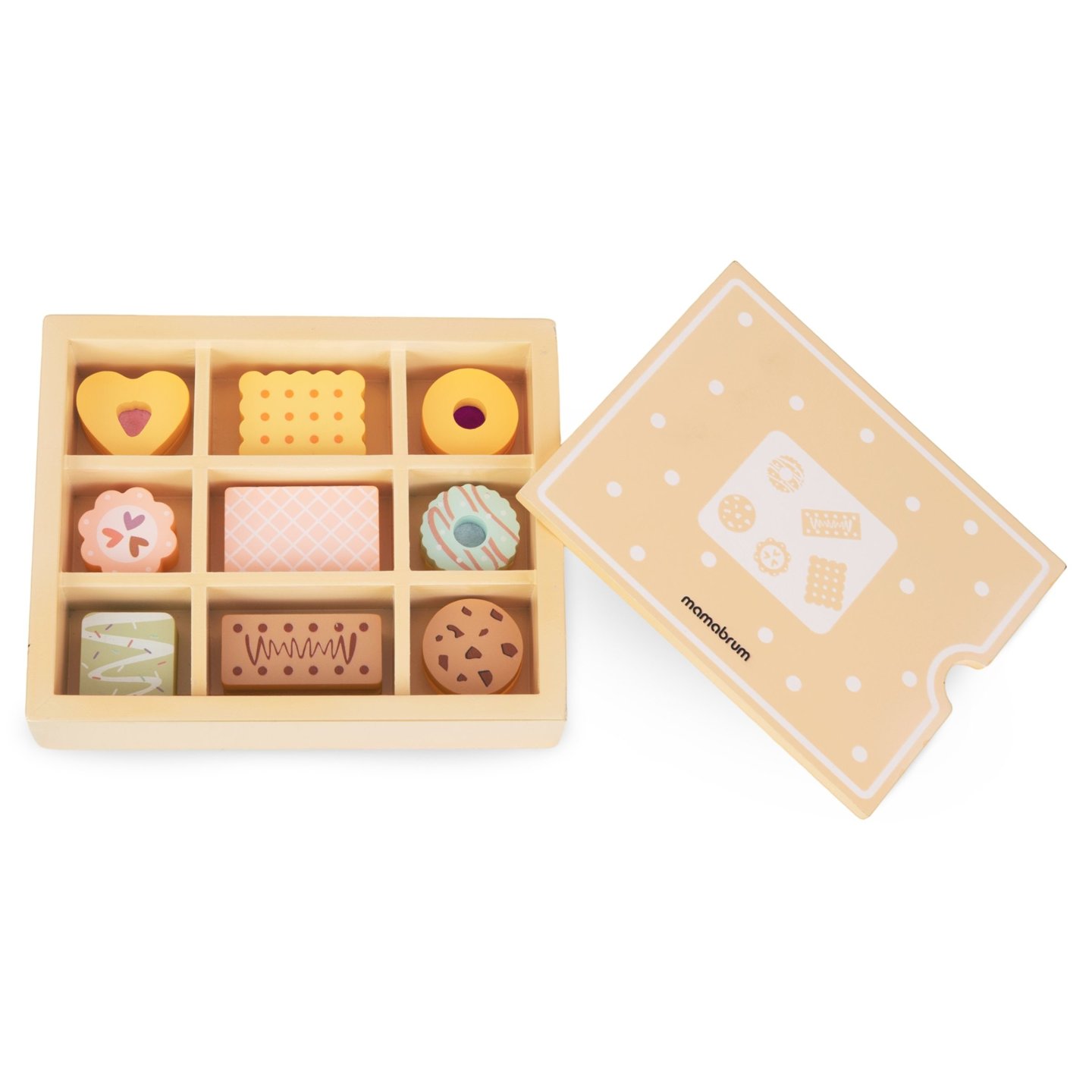 Drewniane pudełko z ciastkami - zestaw dla dzieci
