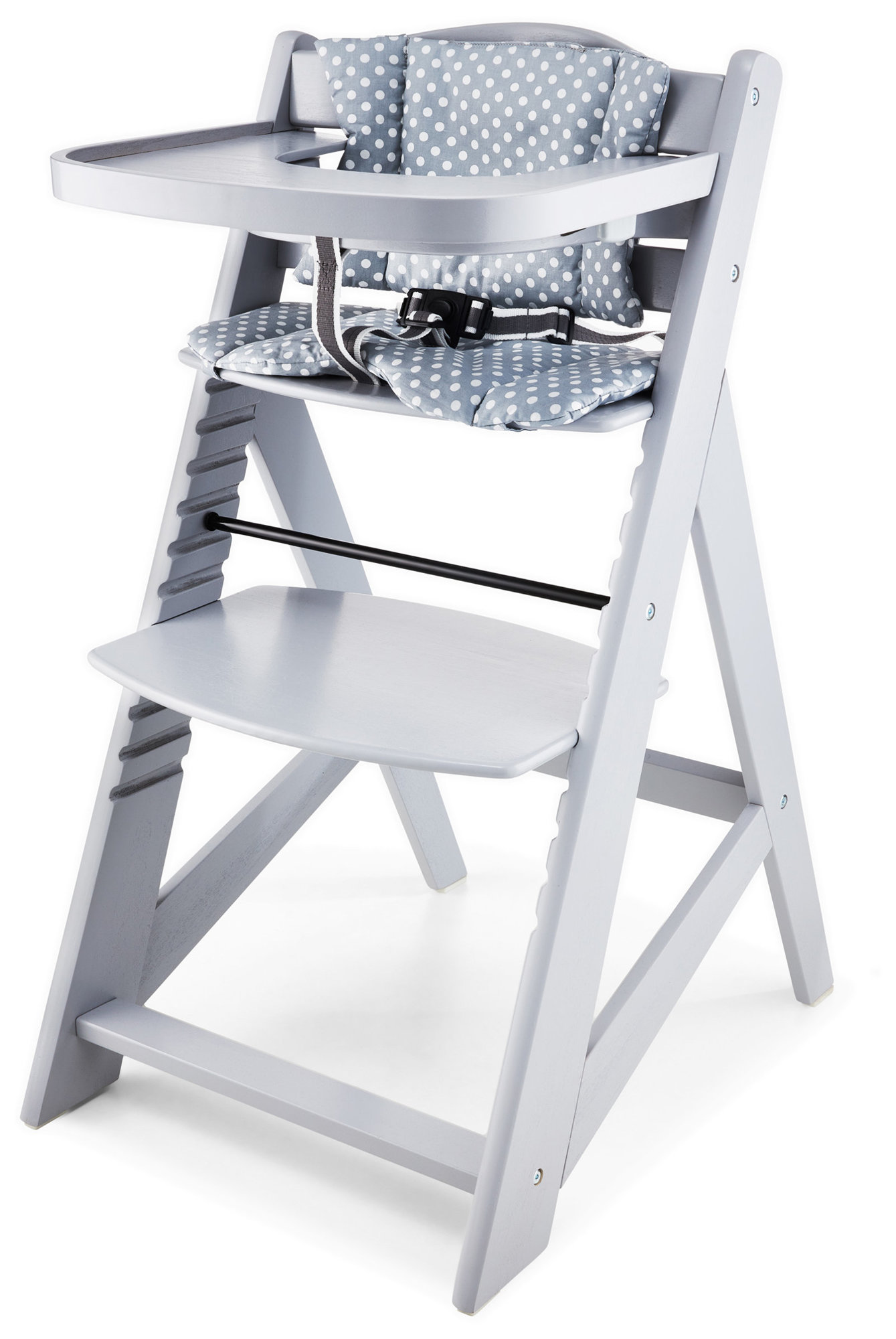 Krzesło do karmienia drewniane Moby-System WOODY - kolor szary