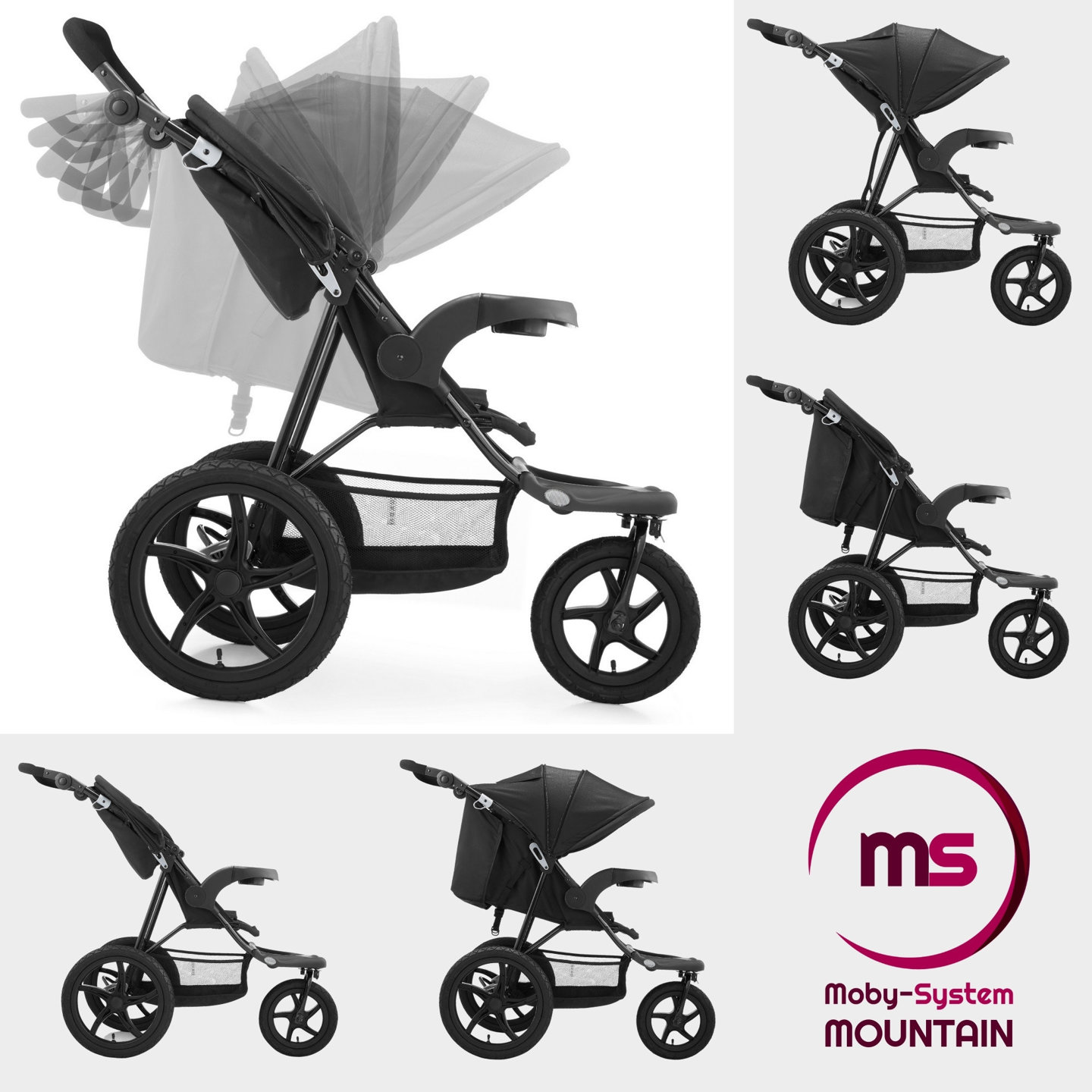 Wózek biegowy+spacerowy dziecięcy 0m+ Moby-System MOUNTAIN
